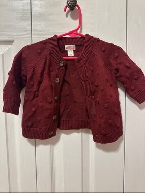 Cat and Jack Burgundy Knit Bobble Cardigan Sweater